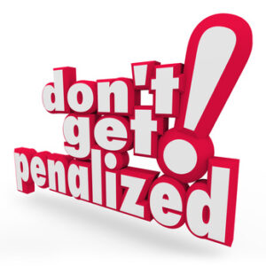 Don't Get Penalized Red 3D Words Fee Punishment Foul Rule Breaki