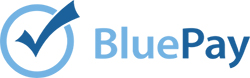 BluePay Logo, check mark, payment processing