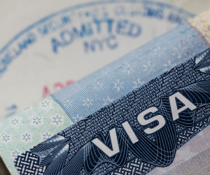 Passport with the word Visa on it.
